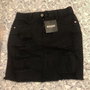 Black denim skirt